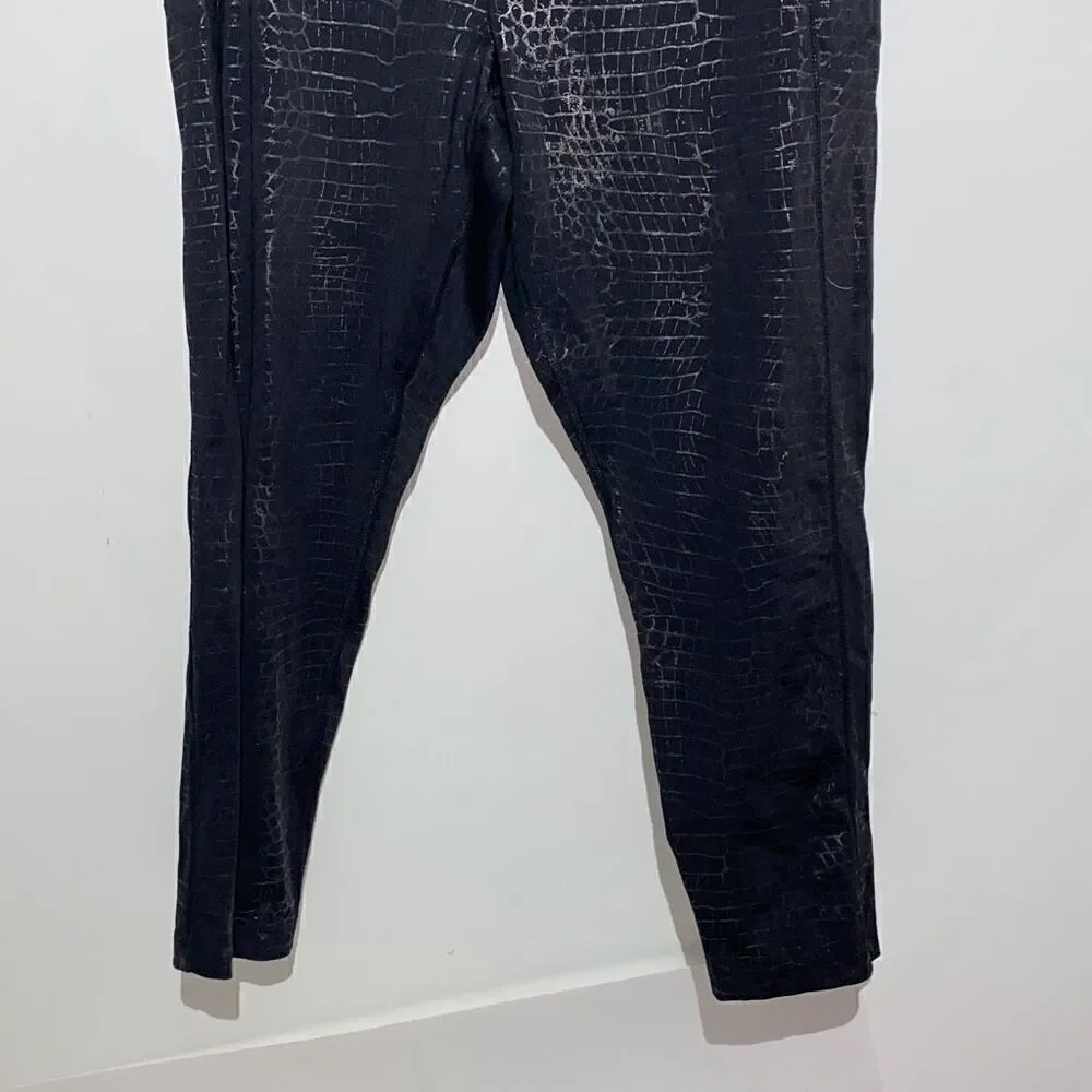 PINK Victoria's Secret Women's Black Snake Print Wide Waistband Leggings Size XL